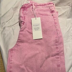 Risen Women's High Rise Pink Denim Jeans